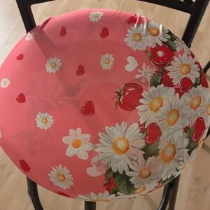 Floral and Heart Patterned Pink Cushion Cover